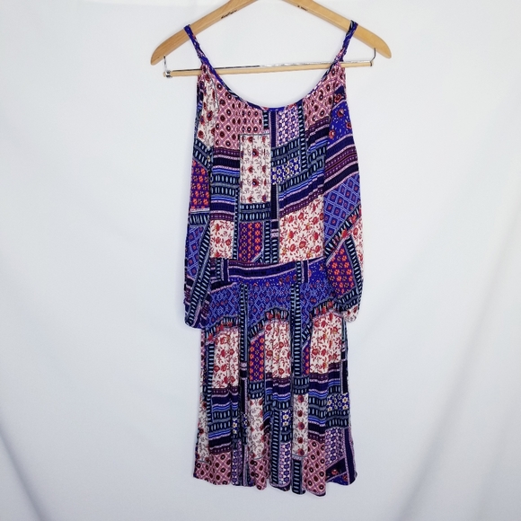 AEO - Cold Shoulder, Floral Boho Print Dress - Picture 7 of 15